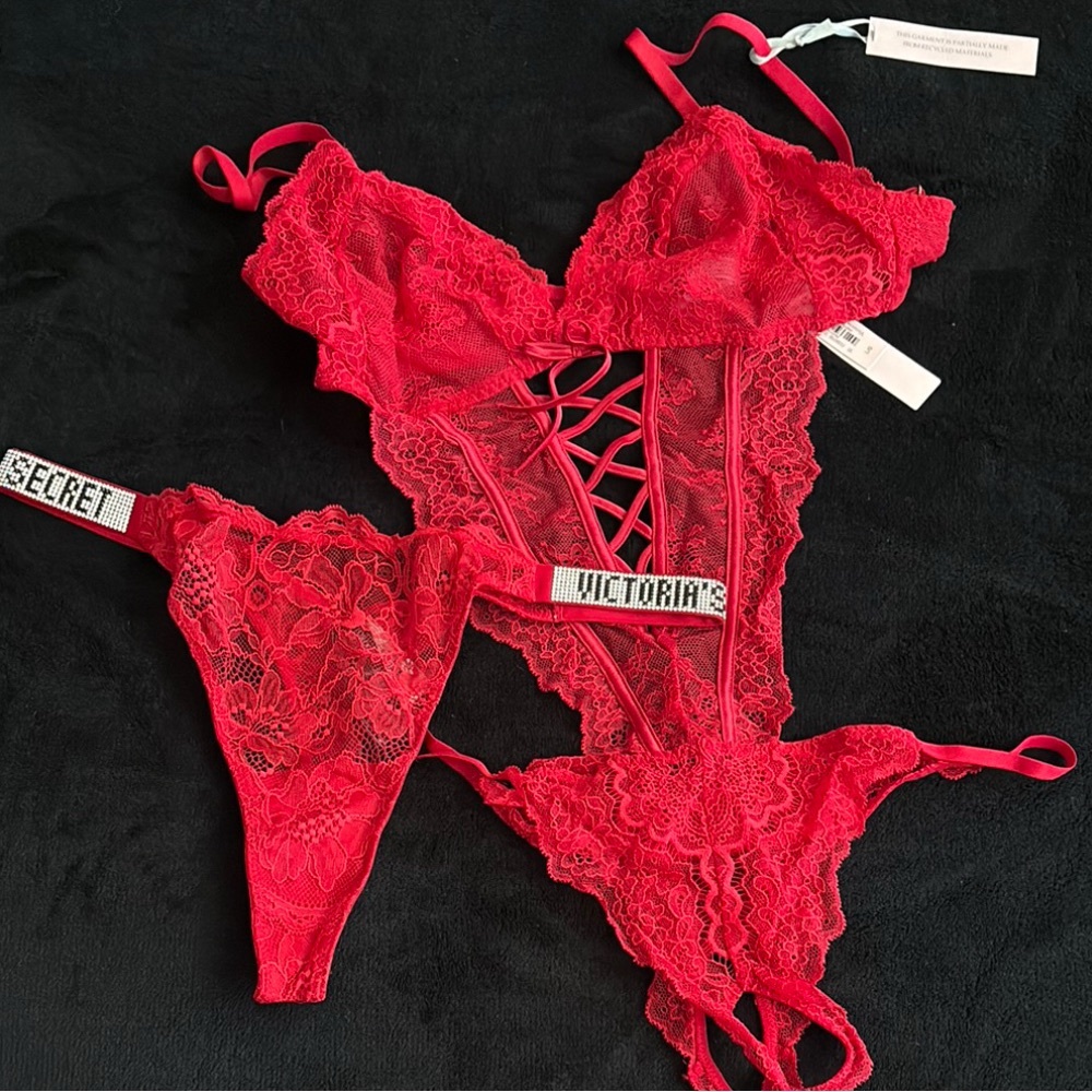 Victoria's Secret Red Lace Thong Intimates